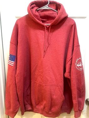 Light Red/Dark Coral Black Hawk Style Hoodie with Sleeve Emblems